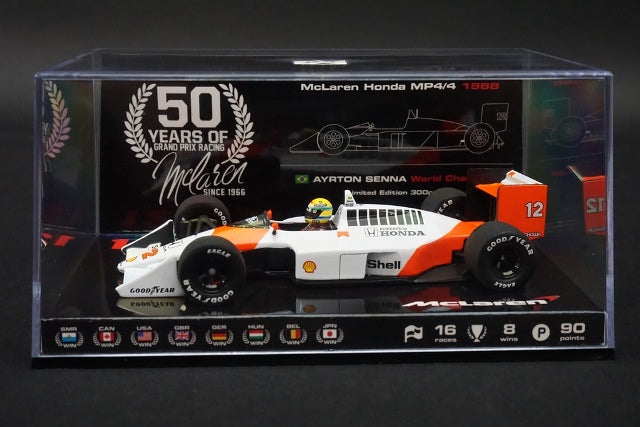 1:43 MINICHAMPS Mc-ES-1622-07 McLaren 1988 Mercedes MP4/4 #12 A.Senna model car