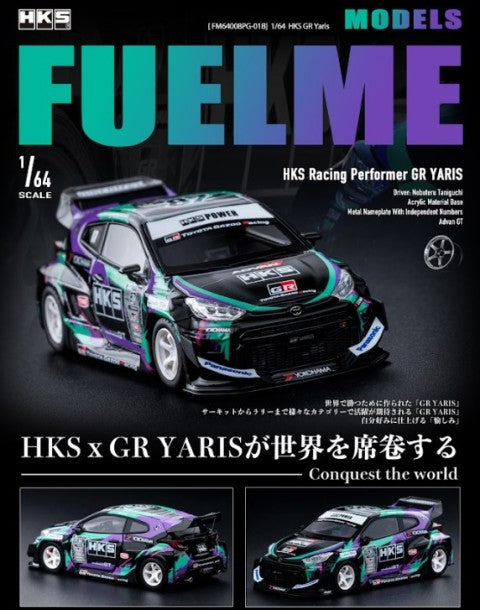 FM64009PG-01B Fuelme Models 1:64 Toyota HKS GR Yaris ADVAN GT Version White