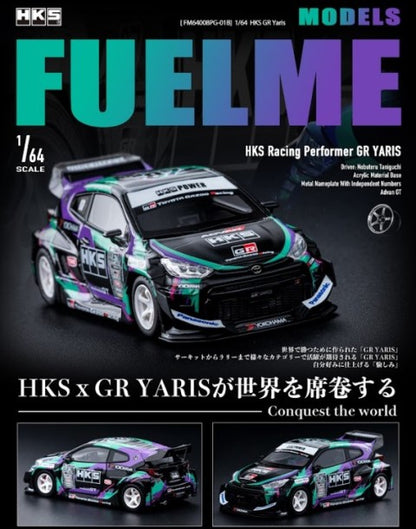 FM64009PG-01B Fuelme Models 1:64 Toyota HKS GR Yaris ADVAN GT Version White