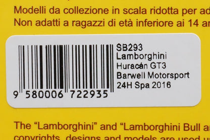 1:43 SPARK SB293 Lamborghini Huracan GT3 Barwell Motorsport SPA 24h 2016 #78