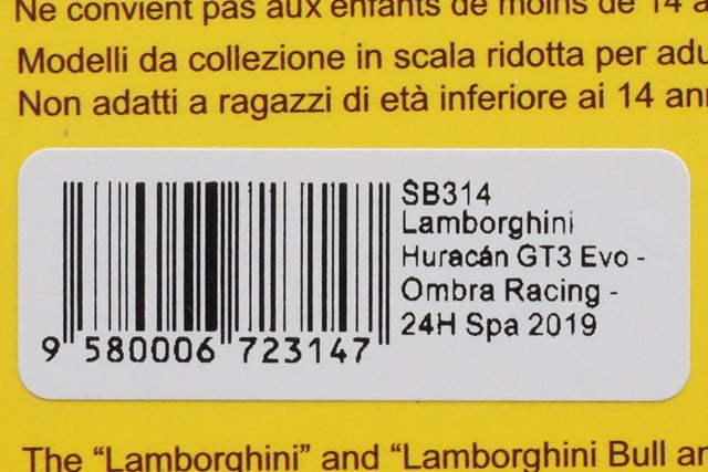 1:43 SPARK SB314 Lamborghini Huracan GT3 EVO Ombra Racing SPA 24h 2019 #12