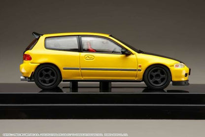 HJ642017AY Hobby JAPAN 1:64 Honda Civic EG6 JDM Style Custom Version / with Engine Display Model Yellow