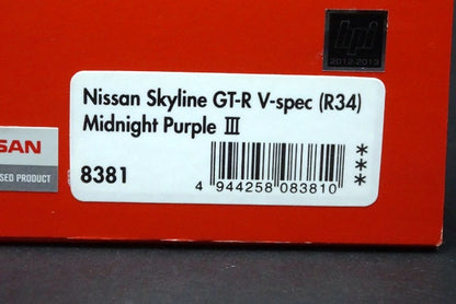 1/43 HPI NISSAN Skyline Gtr R34 V-Spec Midnight Purple Iii 8381 EUR 115 1/43 HPI NISSAN Skyline Gtr R34 V-Spec Midnight Purple Iii 8381 EUR 115