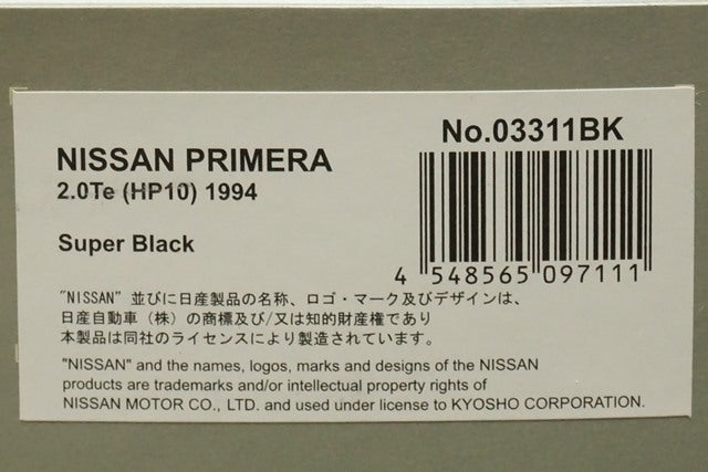 1:43 KYOSHO K03311BK Nissan Primera 2.0Te (HP10) 1994 Super Black