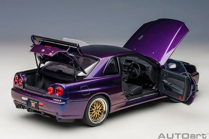 77403 AUTOart 1:18 Nissan Skyline GT-R R34 V-SPEC 2 "BBS LM WHEEL" PURPLE 3