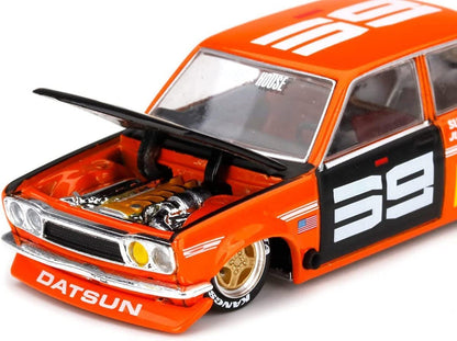 KHMG004 TSM MINI-GT KAIDO HOUSE 1:64 Nissan Datsun 510 Pro Street SK510 Orange LHD