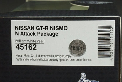 1:43 EBBRO 45162 Nissan GT-R NISMO N Attack Package Brilliant White Pearl