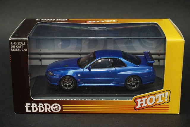 1:43 EBBRO 43301 Nissan Skyline GT-R R34 V-spec II Metallic Blue