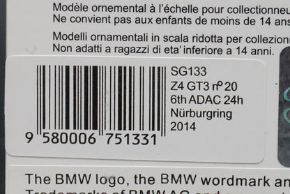 1:43 SPARK SG133 BMW Z4 GT3 ADAC Nurburgring 24h 2014 #20 model car