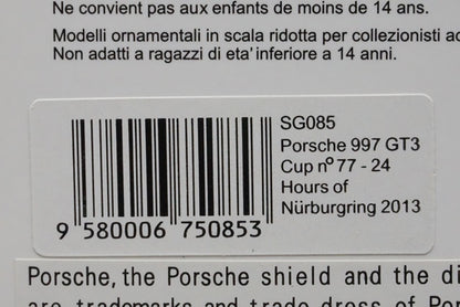 1:43 SPARK SG085 Porsche 997 GT3 Nurburgring 24h 2013 #77 model cars