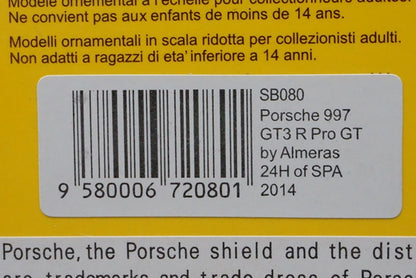 1:43 SPARK SB080 Porsche 997 GT3 R Pro GT Almeras SPA 24h 2014 #93 model car