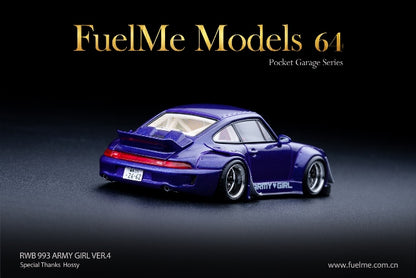 FM64002-RWB993-08D FuelMe Models  1:64 RWB 993 ARMYGIRL ver Orange Flame Pearl purple