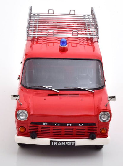 KKDC180495 KK Scale 1:18 Ford Transit Delivery Van 1970 Feuerwehr Germany with Roof Rack Red