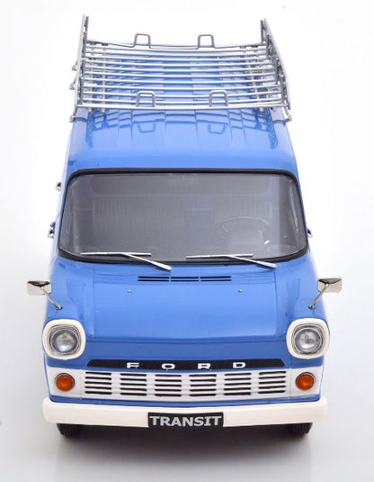 KKDC180494 KK Scale 1:18 Ford Transit Delivery Van 1970 Kundendienst Ford with Roof Rack Light Blue/White