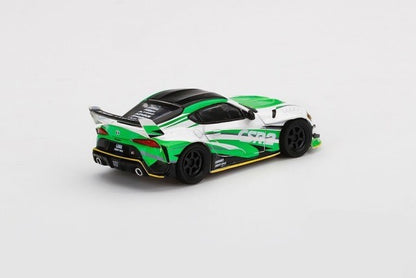 TSM MINI-GT LBWK Limited 1:64 Toyota Supra A90 LBWK White Green CSR2 Blister Pack