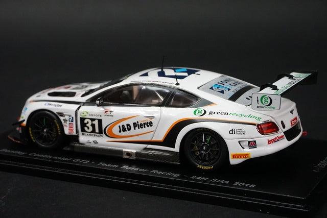 1:43 SPARK SB225 Bentley Continental GT3 Team Parker Racing #31 24h SPA 2018 model car