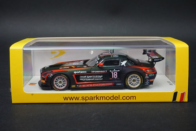 1:43 SPARK SB085 Mercedes SLS AMG GT3 Black Falcon 24h SPA 2014 #18 model car