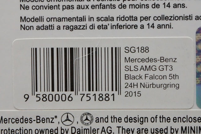 1:43 SPARK SG188 Mercedes Benz SLS AMG GT3 Black Falcon Nurburgring 24h 2015 #5