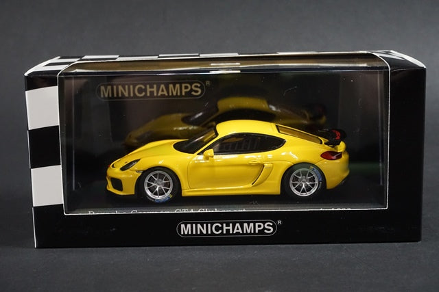 1:43 MINICHAMPS 437166100 Porsche Cayman GT4 Clubsports Streetversion Yellow model car