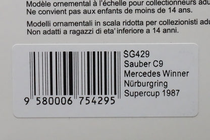 1:43 SPARK SG429 Sauber C9 #61 Winner Nurburgring Supercup 1987 Jean-Louis Schlesser model car