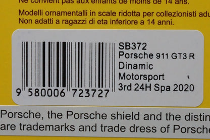 1:43 SPARK SB372 Porsche 911 GT3 R Dinamic Motorsport SPA 24h 2020 #54