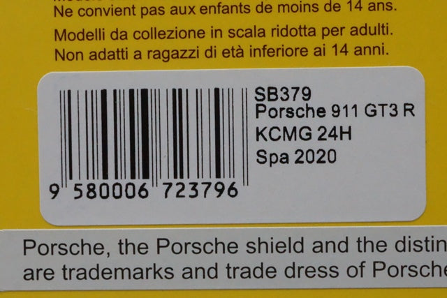 1:43 SPARK SB379 Porsche 911 GT3R KCMG SPA 24h 2020 #47 model car