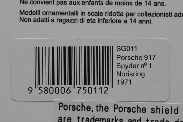 1:43 SPARK SG011 Porsche 917 Spyder Norisring 1971#1 J.Neuhaus