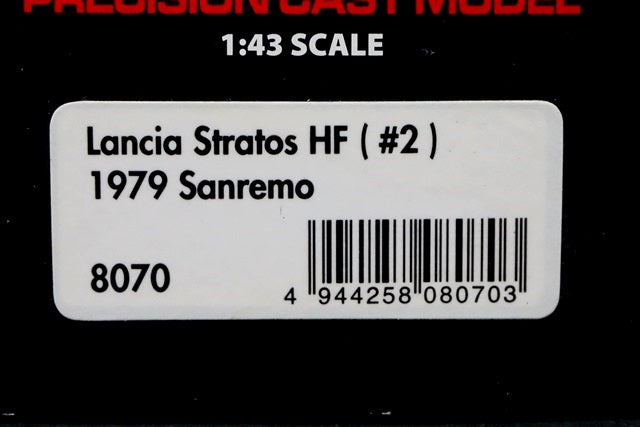 1:43 HPI 8070 Lancia Stratos HF Sanremo 1979 #2 Tony/M.Mannini