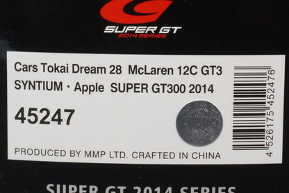 1:43 EBBRO 45247 Cars Tokai Dream 28 McLarlen 12C GT3 SYNTIUM APPLE Super GT300 2014 #2