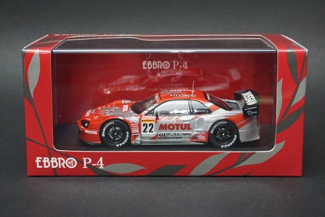 1:43 EBBRO P413 MOTUL Pitwork Skyline GT-R JGTC 2003 #22 Red/Silver model car