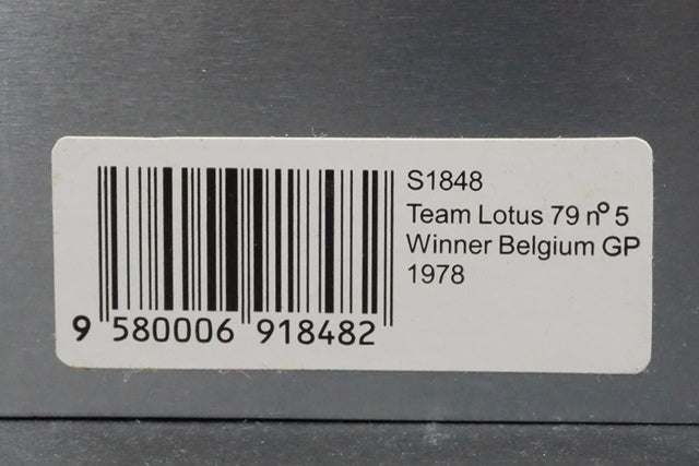 1:43 SPARK S1848 Team Lotus 79 Belgian GP winner 1978 #5 M.Andretti