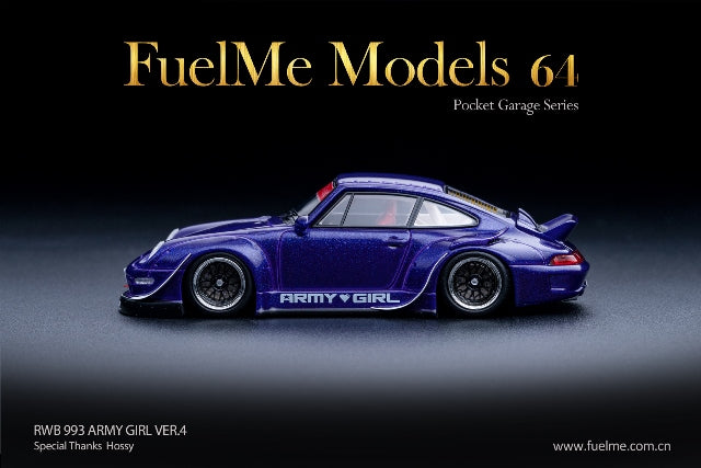 FM64002-RWB993-08D FuelMe Models  1:64 RWB 993 ARMYGIRL ver Orange Flame Pearl purple