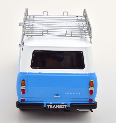 KKDC180464 KK Scale 1:18 Ford Transit Bus 1965-1970 with Roof Light Blue/White