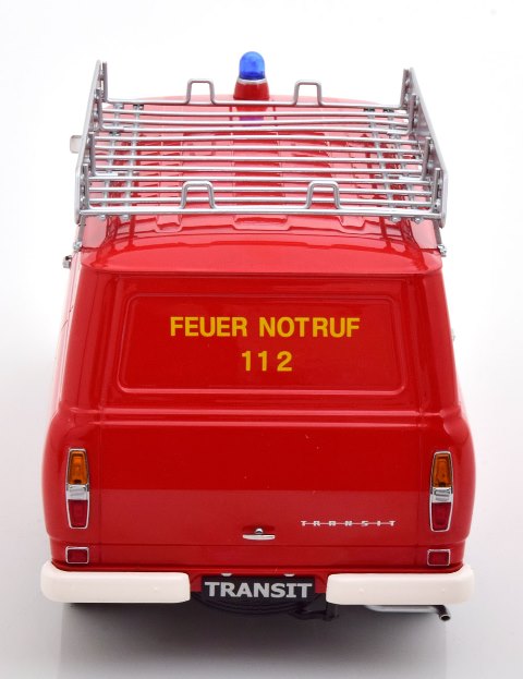 KKDC180495 KK Scale 1:18 Ford Transit Delivery Van 1970 Feuerwehr Germany with Roof Rack Red