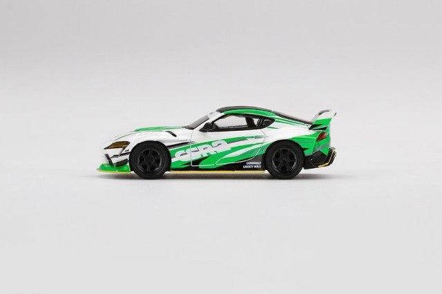 TSM MINI-GT LBWK Limited 1:64 Toyota Supra A90 LBWK White Green CSR2 Blister Pack