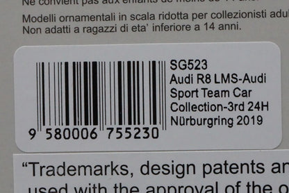 1:43 SPARK SG523 Audi R8 LMS Sport Team Car Collection Nurburgring 24h 2019 #14