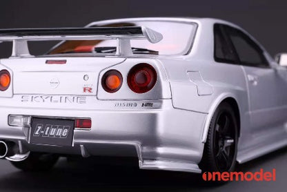 22A01-07 onemodel 1:18 Nissan NISMO R34 GT-R Z-tune Silver