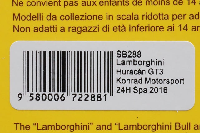 1:43 SPARK SB288 Lamborghini Huracan GT3 Konrad Motorsport SPA 24h 2016 #29