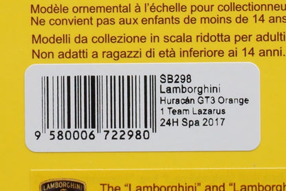1:43 SPARK SB298 Lamborghini Huracan GT3 Orange 1 Team Lazarus SPA 24h 2017 #27