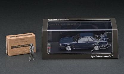 IG2087 ignition model 1:43 Nissan Skyline GTS-R R31 Blue Black With Mr.Hoshino