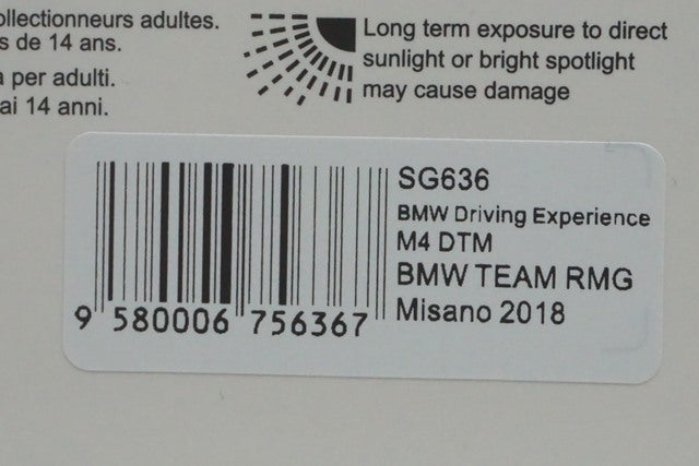 1:43 SPARK SG636 BMW Driving Experience M4 DTM BMW TEAM RMG Misano A.Zanardi 2018 #12