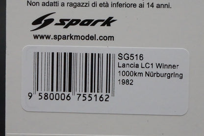 1:43 SPARK SG516 Lancia LC1 1000km Nurburgring Winner 1982 #50 MARTINI