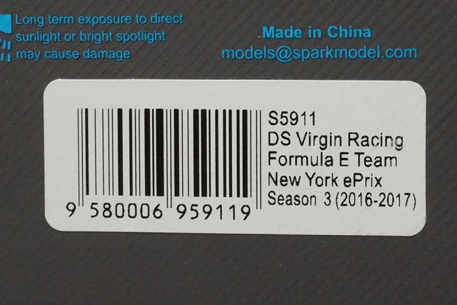 1:43 SPARK S5911 DS Virgin Racing Formula E Team New York ePrix Season 3 2016-2017 #37 A.Lynn