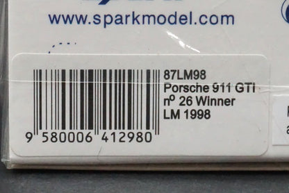 1:87 SPARK 87LM98 Porsche 911 GT1 LM Le Mans 1998 Winner #26