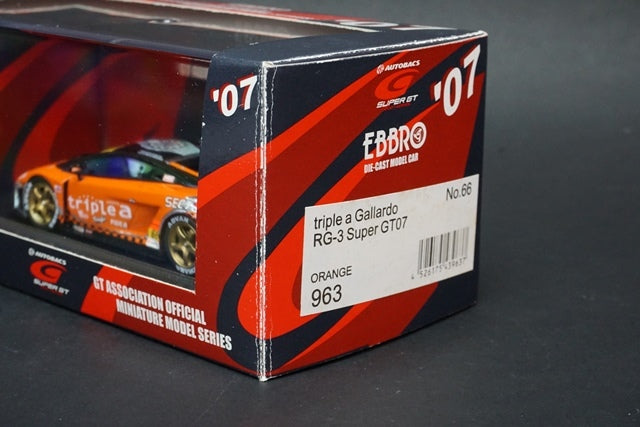 1:43 EBBRO 43963 Triple a Gallardo RG-3 Super GT300 2007 #66 Orange model car