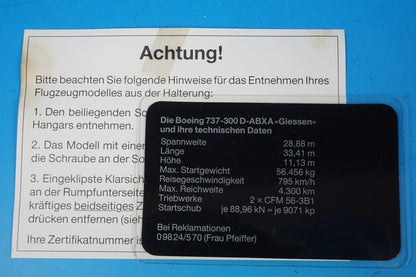 1:200 B737-300 Lufthansa Giessen D-ABXA Herpa Premium airplane model