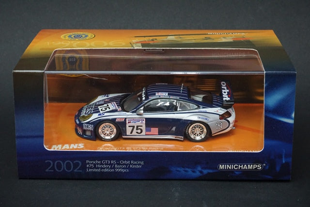 1:43 MINICHAMPS 403026975 Porsche GT3 RS Orbit Racing Le Mans 2002 #75 model car