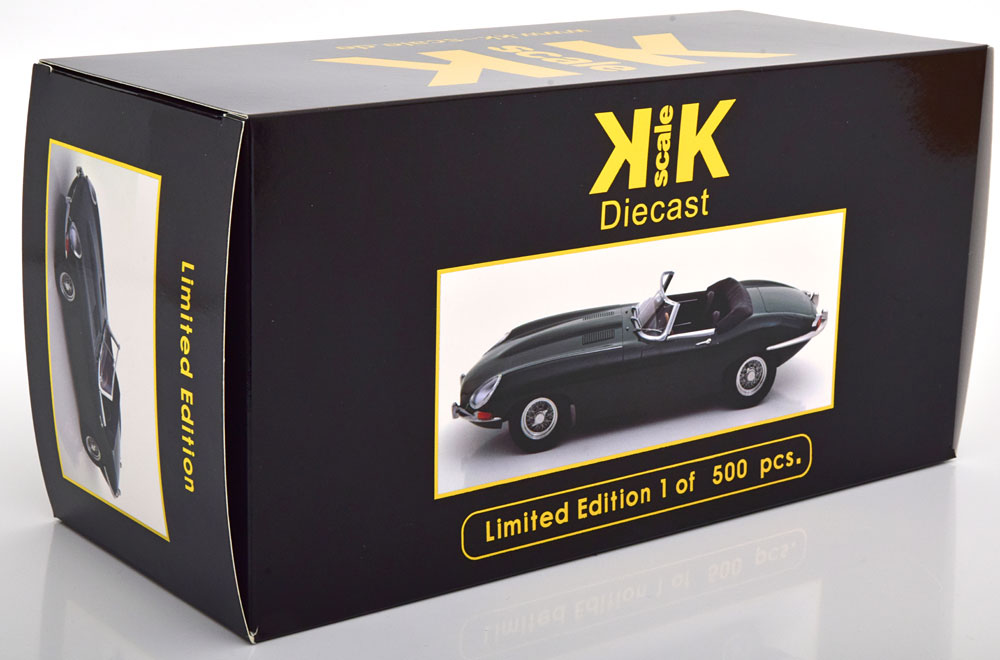 KKDC180481 KK Scale 1:18 Jaguar E-Type Convertible open Series 1 LHD 1961 British Racing Green/Black interieur