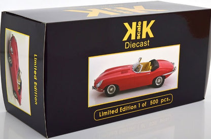 KKDC180482 KK Scale 1:18 Jaguar E-Type Convertible open Series 1 RHD 1961 Red/Creme interieur