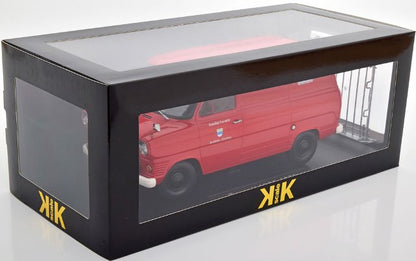 KKDC180495 KK Scale 1:18 Ford Transit Delivery Van 1970 Feuerwehr Germany with Roof Rack Red